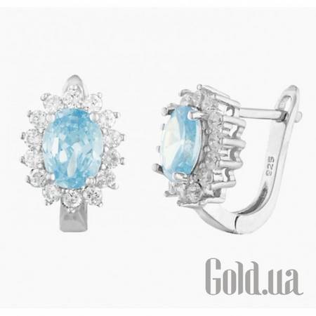 Серьги Серебряные серьги  с куб. циркониями и топазами