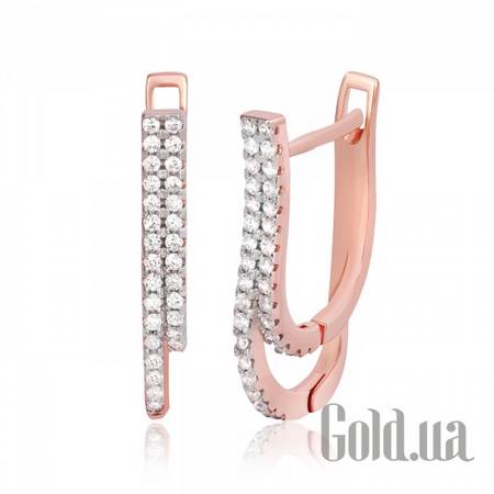 Серьги Серебряные серьги с куб. циркониями в позолоте