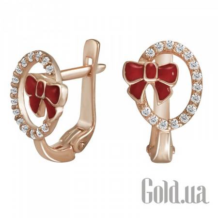 Детские серьги Золотые серьги с куб.циркониями и эмалью