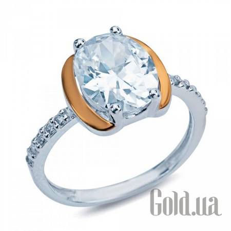 Кольцо Серебряное кольцо с куб. циркониями и вставками из золота, 18.5