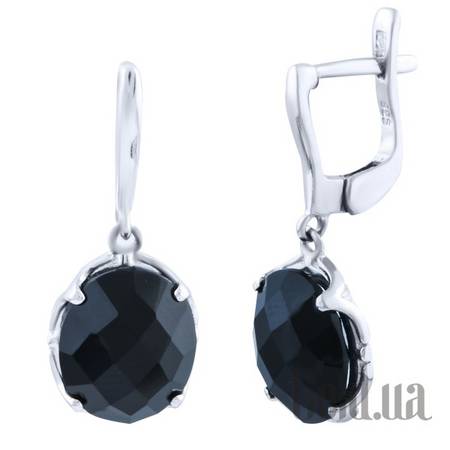 Серьги с подвесками Серебряные серьги с ониксами