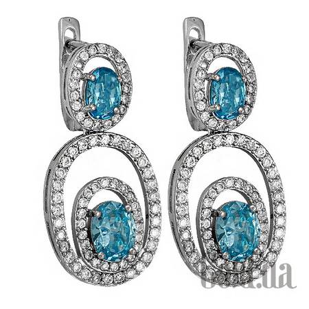 Серьги с подвесками Серебряные серьги с куб. циркониями