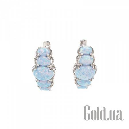 Серьги Серебряные серьги с синт. опалами