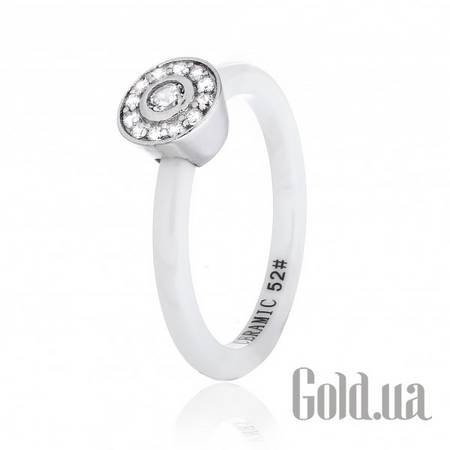 Кольцо Серебряное кольцо с куб. циркониями  и керамикой, 16.5