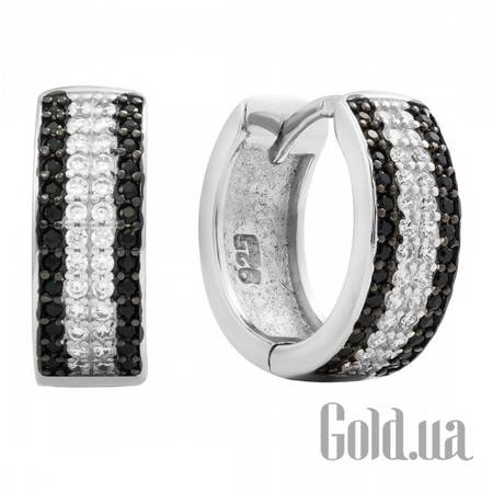 Серьги-кольца Серебряные серьги с куб. циркониями