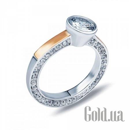 Кольцо Серебряное кольцо с куб. циркониями и вставками из золота, 19