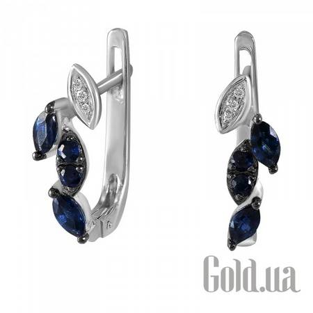 Серьги Золотые серьги с бриллиантами и сапфирами