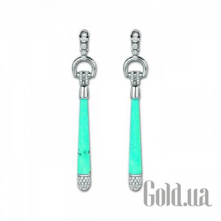 Серьги с подвесками Золотые серьги с бриллиантами и бирюзой