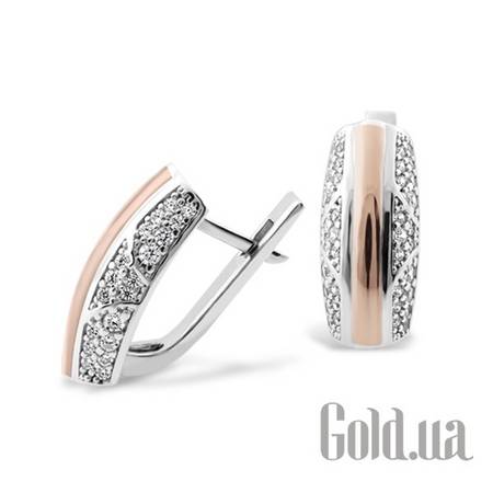 Серьги Серебряные серьги с куб. циркониями в позолоте