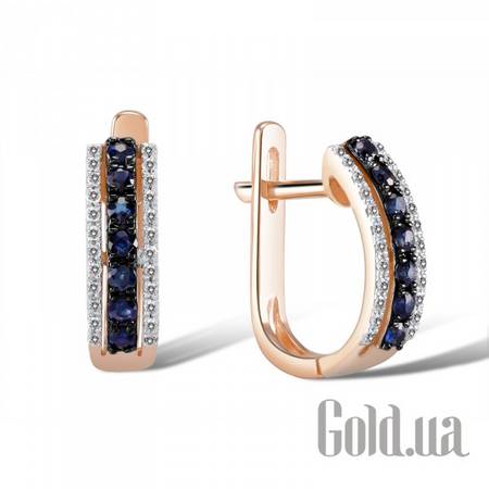 Серьги Золотые серьги с бриллиантами и сапфирами