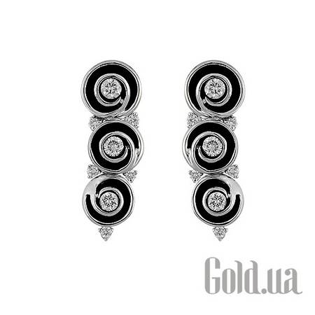 Серьги с подвесками Золотые серьги с бриллиантами и эмалью