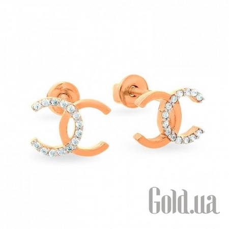 Серьги-гвоздики Золотые серьги с куб. циркониями