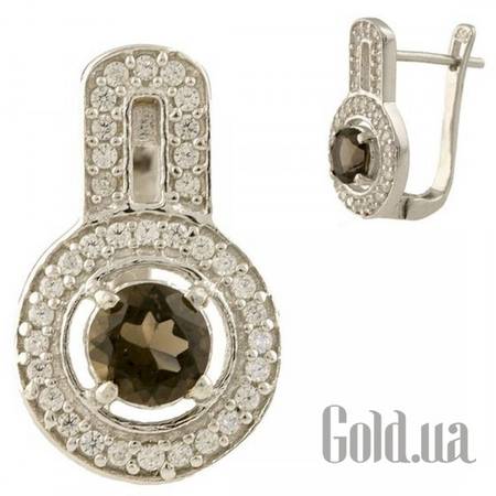 Серьги Серебряные серьги с раухтопазами и куб. циркониями