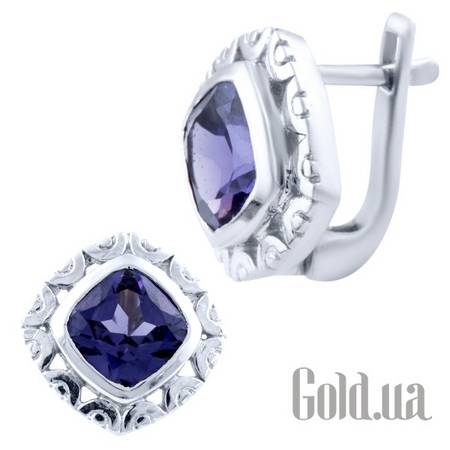 Серьги Серебряные серьги с александритами
