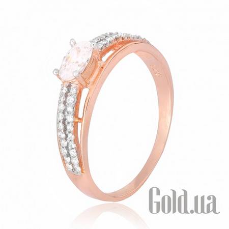 Кольцо Серебряное кольцо с куб. циркониями в позолоте, 18.5