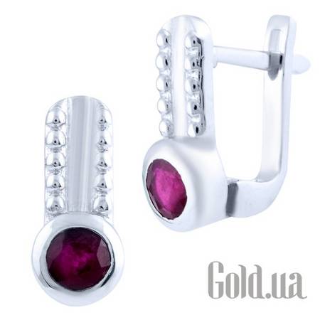 Серьги Серебряные серьги с рубинами