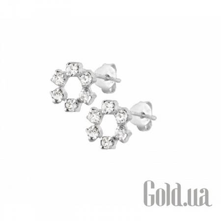 Серьги-гвоздики Серебряные серьги с ювелирным стеклом