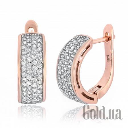 Серьги Серебряные серьги с  куб. циркониями в позолоте