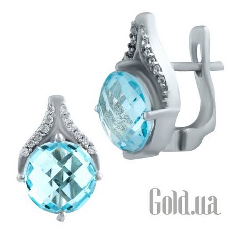 Серьги Серебряные серьги с топазами и куб. циркониями