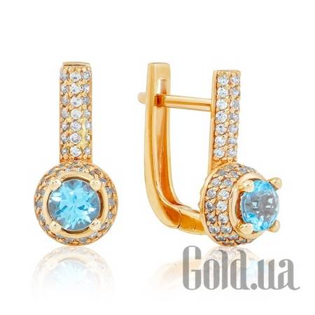 Серьги Золотые серьги с топазами и куб. циркониями