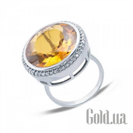 Женские кольца Женское серебряное кольцо с кварцем и куб. циркониями, 18