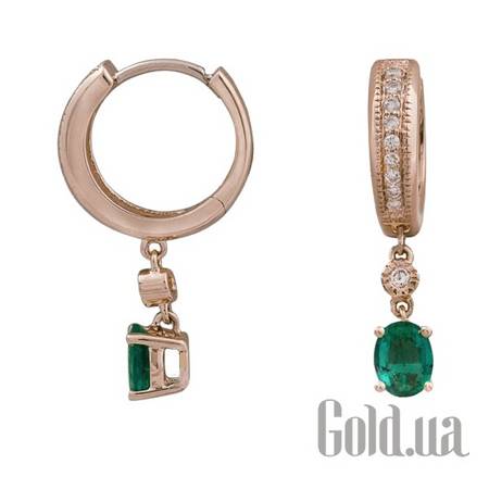 Серьги с подвесками Золотые серьги с бриллиантами и изумрудами