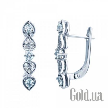 Серьги Серебряные серьги с топазами и куб.циркониями