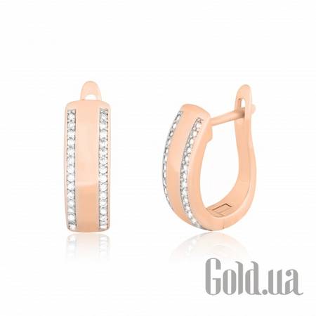 Серьги Серебряные серьги  с куб. циркониями в позолоте