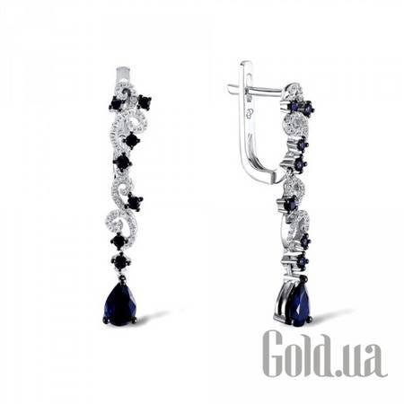 Серьги с подвесками Золотые серьги с бриллиантами и сапфирами