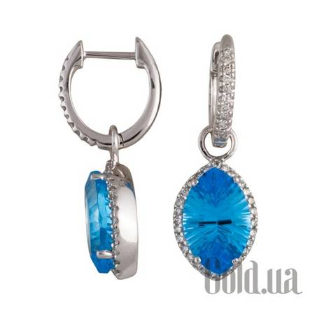 Серьги с подвесками Золотые серьги с бриллиантами и топазами