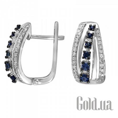 Серьги Золотые серьги с бриллиантами и сапфирами