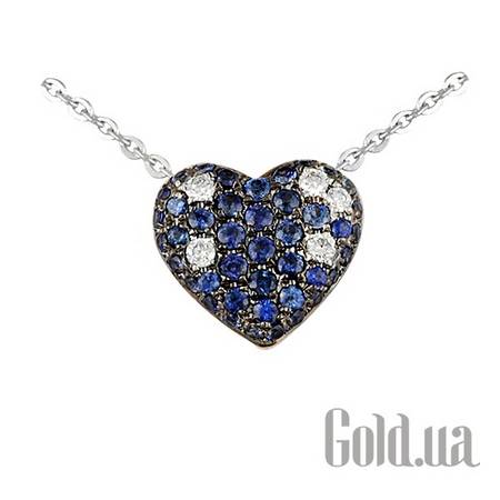 Колье с сердечком Золотое колье с бриллиантами и сапфирами, 40