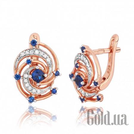 Серьги Серебряные серьги с  куб. циркониями в позолоте