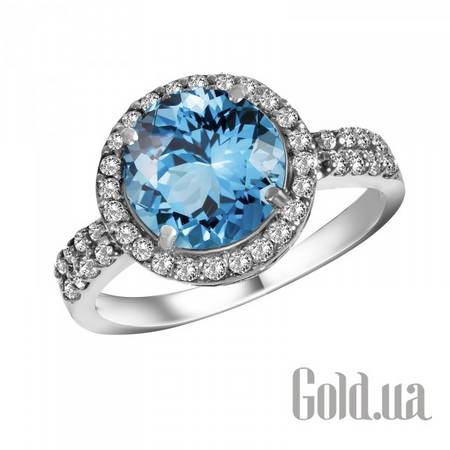 Женские кольца Женское серебряное кольцо с топазом и куб. циркониями, 18