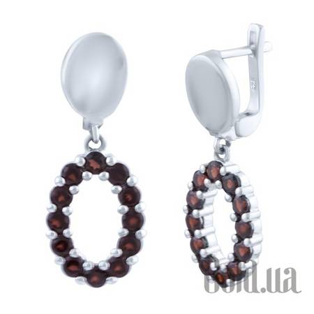 Серьги с подвесками Серебряные серьги с гранатами