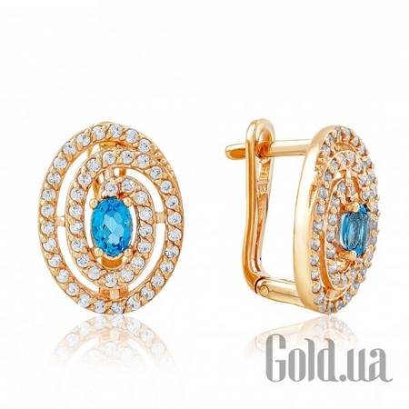 Серьги Золотые серьги с топазами и куб. циркониями