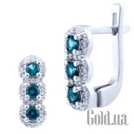 Серьги Серебряные серьги с топазами и куб.циркониями