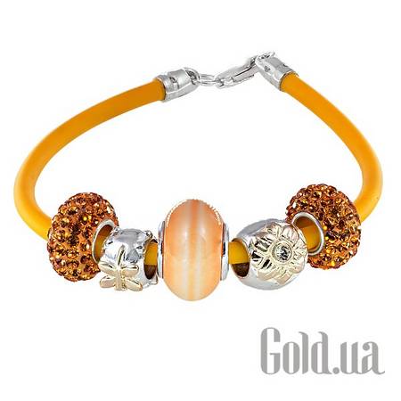 Браслет Каучуковый браслет с серебром и 5 подвесками