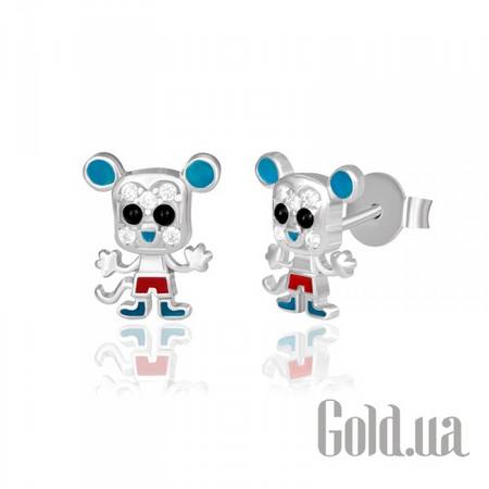 Детские серьги Серебряные серьги с куб. циркониями и эмалью