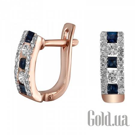 Серьги Золотые серьги с бриллиантами и сапфирами