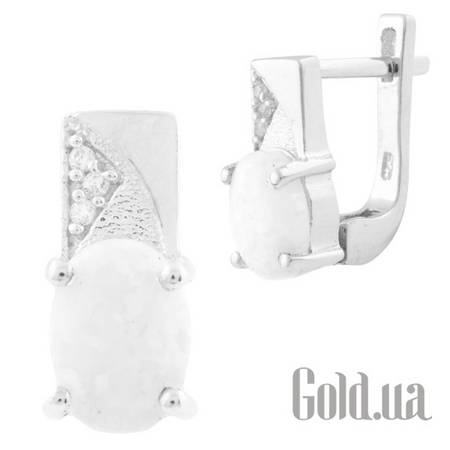 Серьги Серебряные серьги с куб. циркониями и опалами