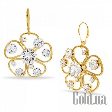 Серьги с подвесками Серьги с кристаллами Swarovski в позолоте