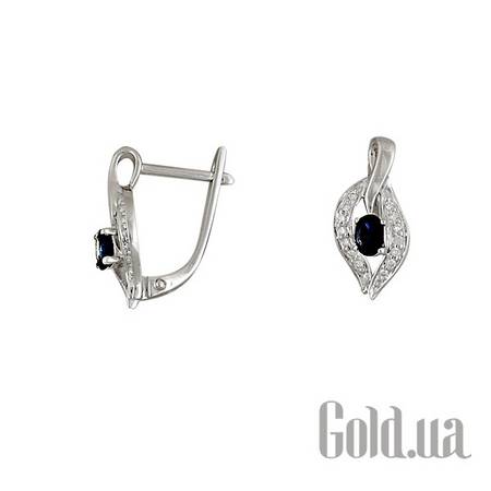 Серьги Золотые серьги с бриллиантами и сапфирами