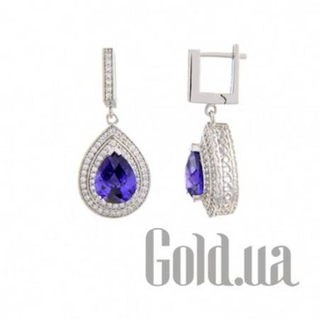 Серьги с подвесками Серебряные серьги с куб. циркониями