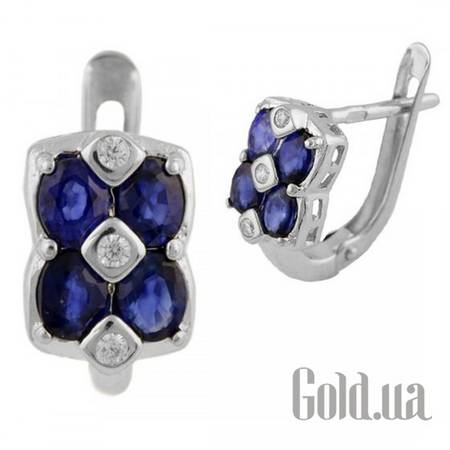 Серьги Серебряные серьги с сапфирами