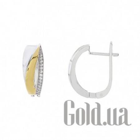 Серьги Серебряные серьги с куб. циркониями в позолоте