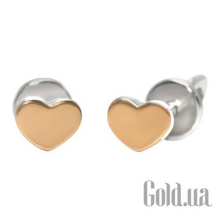 Детские серьги Серебряные серьги со вставкой из золота