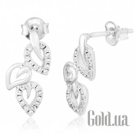 Серьги с подвесками Серебряные серьги  с куб. циркониями