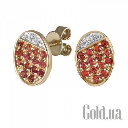 Серьги-гвоздики Золотые серьги с бриллиантами и сапфирами