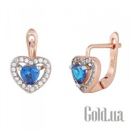 Серьги Серебряные серьги с куб. циркониями в позолоте